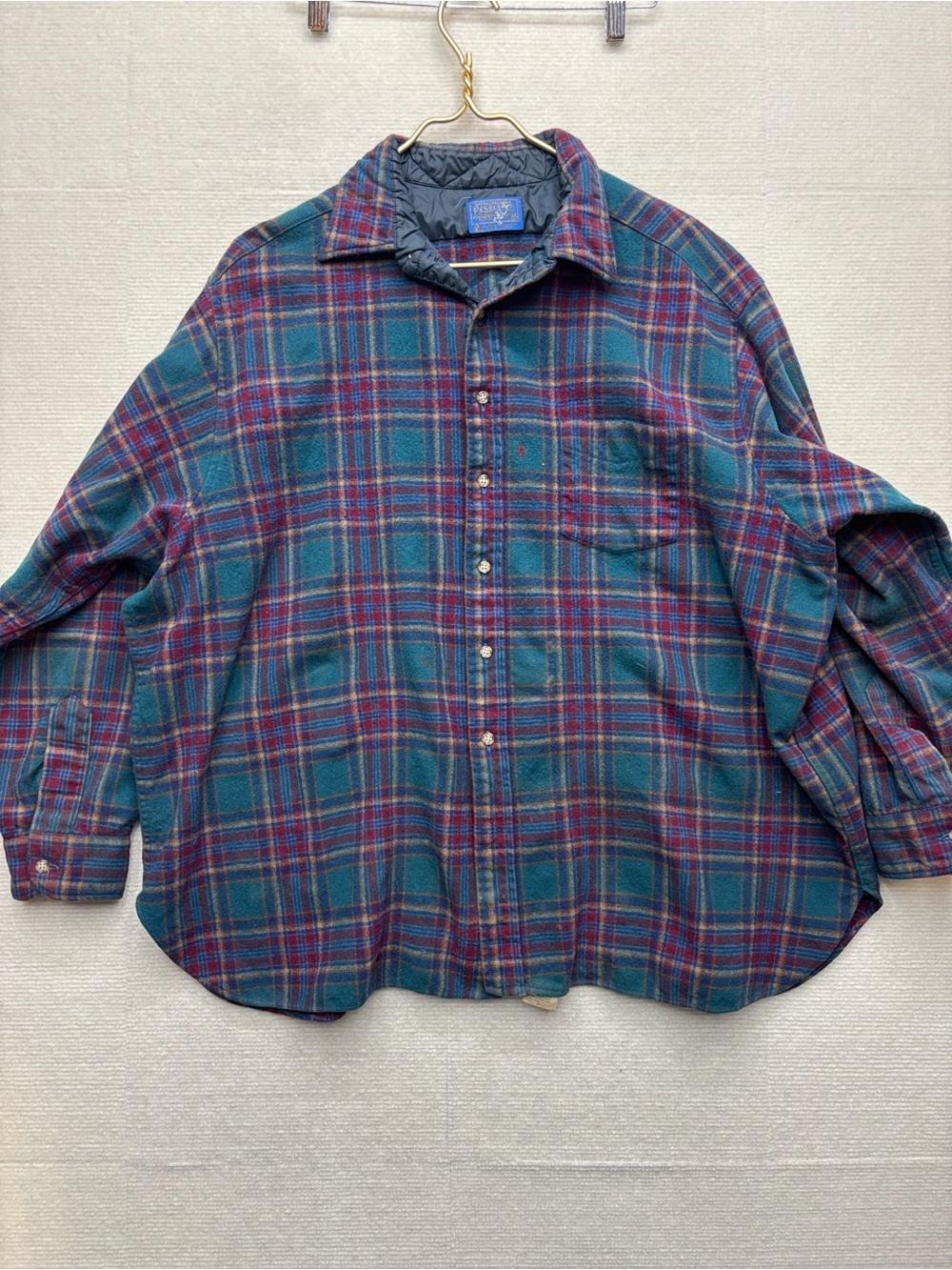 Pendleton | 3X wool Men's Green Plaid Button-Up Flannel Shirt